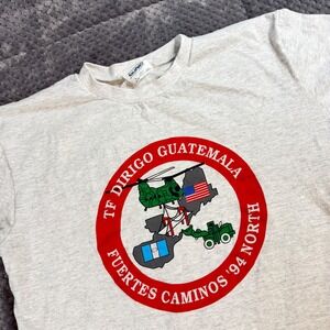 Vintage TF Dirigo Guatemala Fuertes Caminos 94 North T-Shirt Mens Large Gray